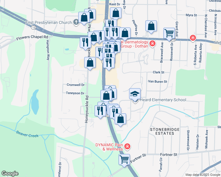 map of restaurants, bars, coffee shops, grocery stores, and more near 2998 Ross Clark Circle in Dothan