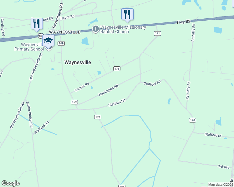 map of restaurants, bars, coffee shops, grocery stores, and more near 100-298 Harrington Road in Waynesville