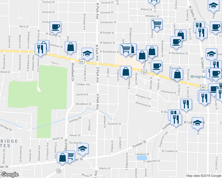 map of restaurants, bars, coffee shops, grocery stores, and more near 303 Holly Lane in Dothan