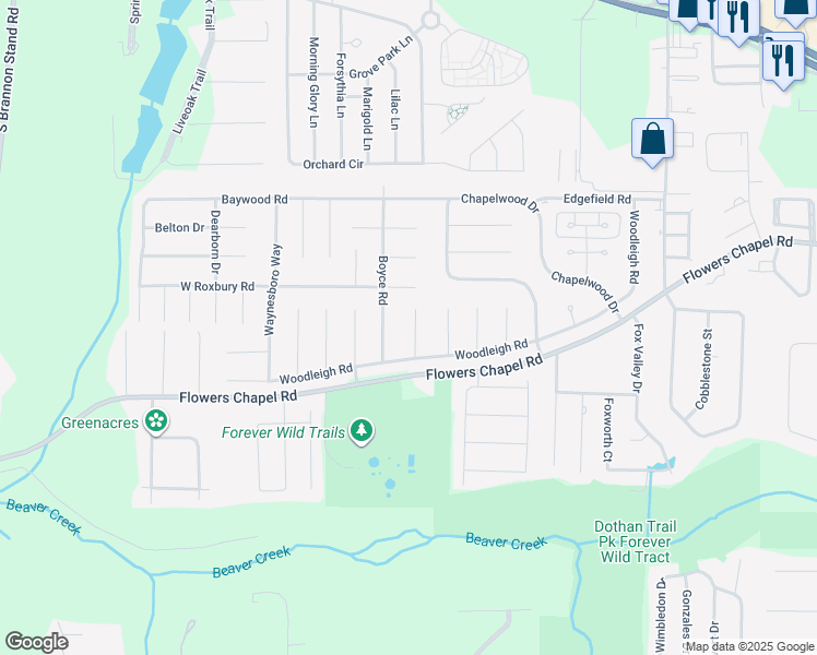 map of restaurants, bars, coffee shops, grocery stores, and more near 107 Tazewell Court in Dothan