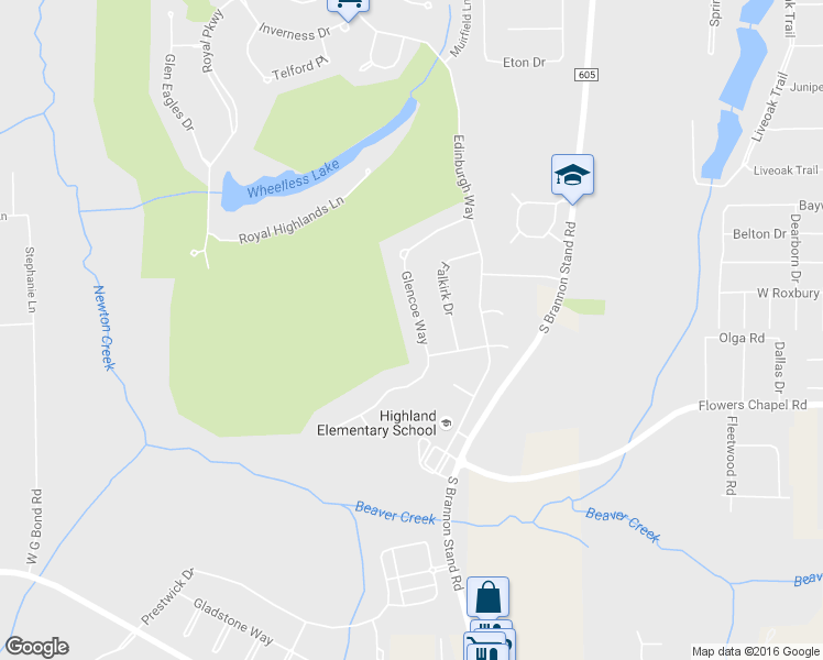 map of restaurants, bars, coffee shops, grocery stores, and more near 134 Glencoe Way in Dothan