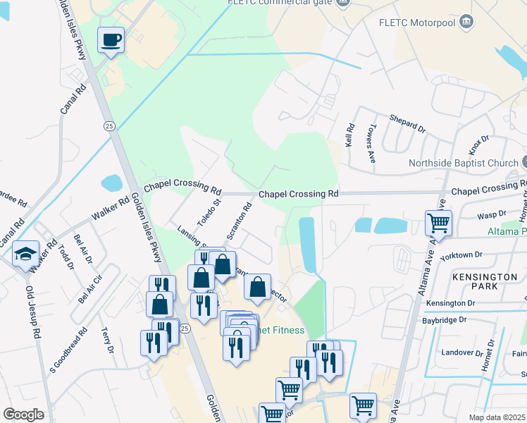 map of restaurants, bars, coffee shops, grocery stores, and more near 890 Scranton Road in Brunswick