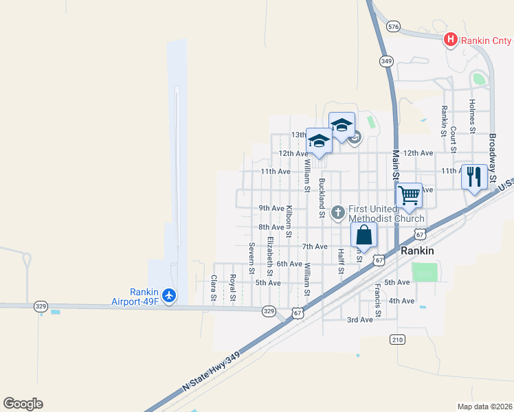 map of restaurants, bars, coffee shops, grocery stores, and more near 903 Elizabeth Street in Rankin