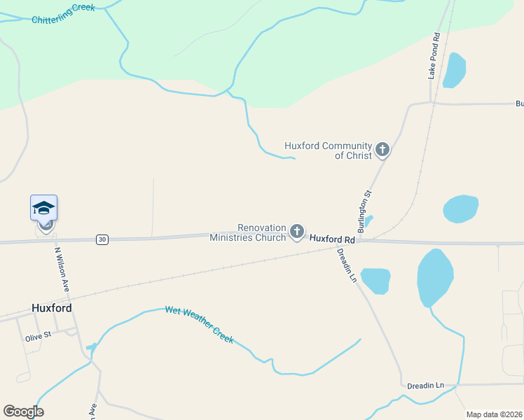 map of restaurants, bars, coffee shops, grocery stores, and more near in Huxford