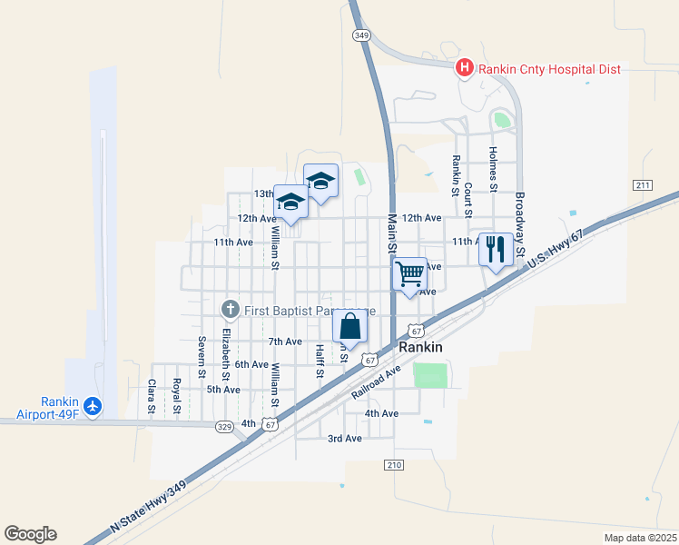 map of restaurants, bars, coffee shops, grocery stores, and more near 900-998 Upton St in Rankin