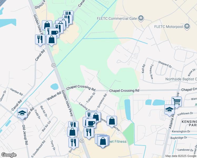 map of restaurants, bars, coffee shops, grocery stores, and more near in Brunswick