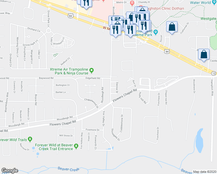 map of restaurants, bars, coffee shops, grocery stores, and more near 316 South Woodburn Drive in Dothan