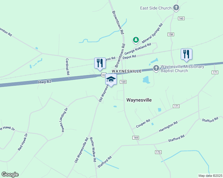 map of restaurants, bars, coffee shops, grocery stores, and more near 5726 Old Waynesville Road in Waynesville
