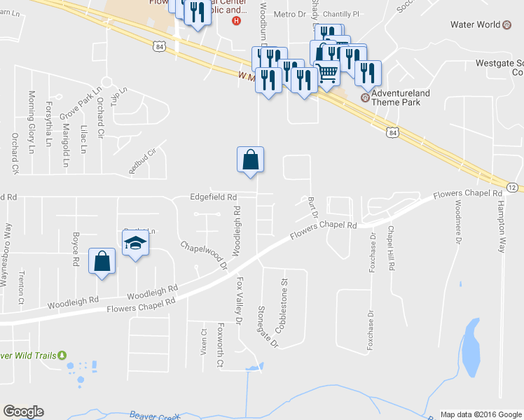 map of restaurants, bars, coffee shops, grocery stores, and more near 102 Denise Street in Dothan
