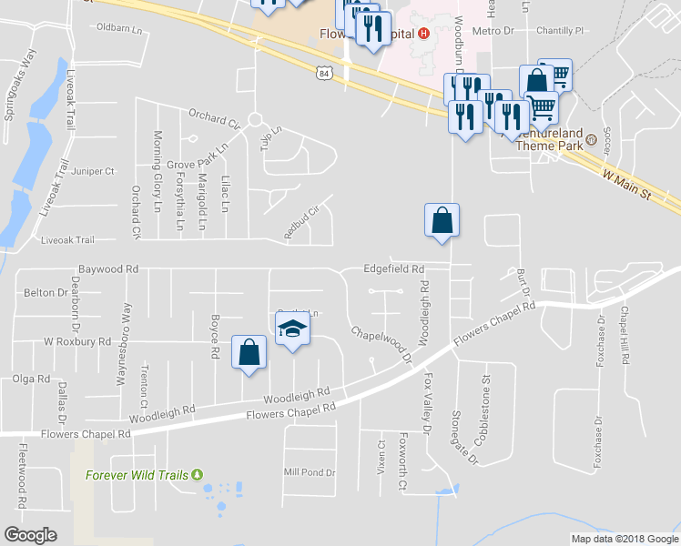 map of restaurants, bars, coffee shops, grocery stores, and more near 100 Edgefield Road in Dothan