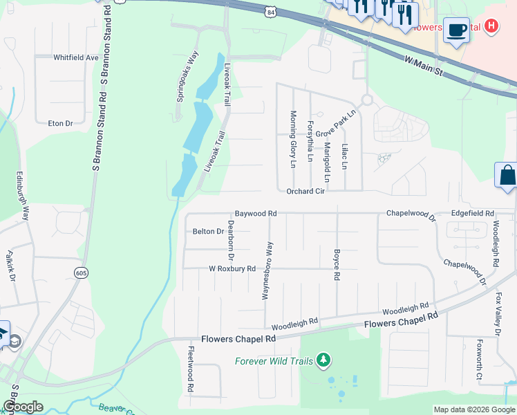map of restaurants, bars, coffee shops, grocery stores, and more near 904 Baywood Road in Dothan