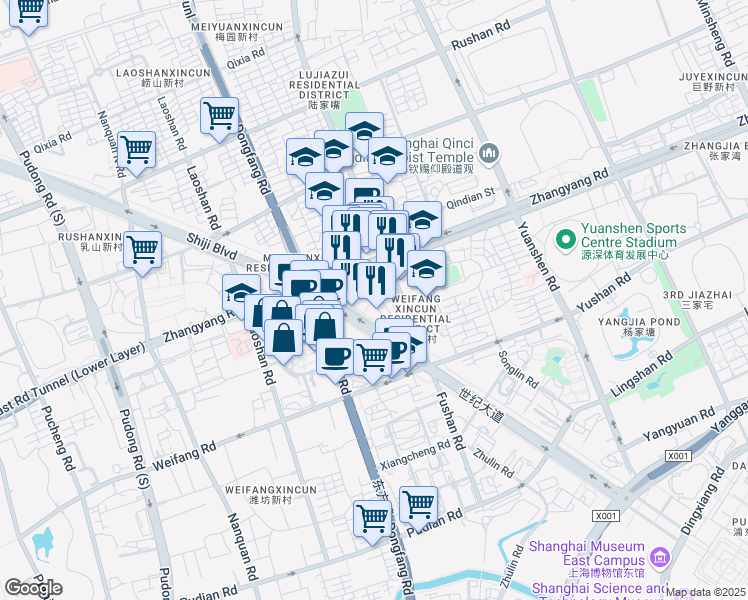 map of restaurants, bars, coffee shops, grocery stores, and more near in 