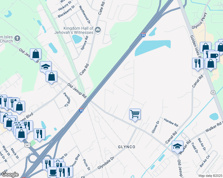 map of restaurants, bars, coffee shops, grocery stores, and more near in Brunswick