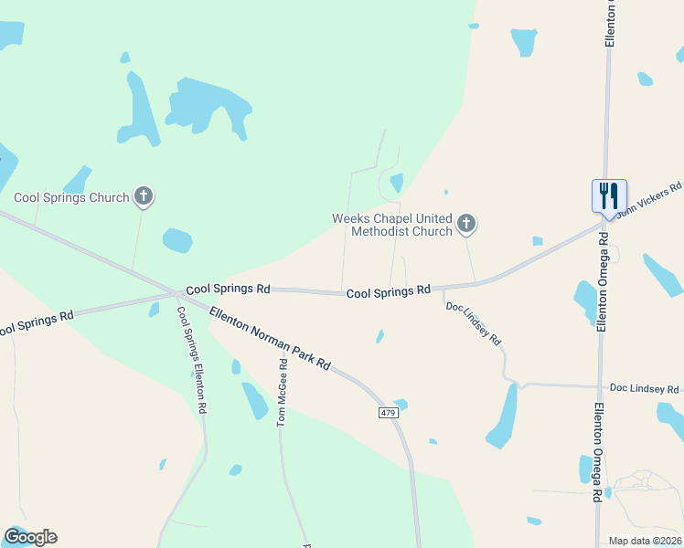 map of restaurants, bars, coffee shops, grocery stores, and more near 128 Oscar Weeks Road in Norman Park