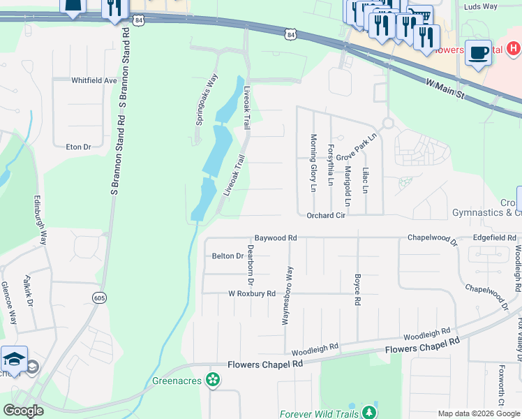 map of restaurants, bars, coffee shops, grocery stores, and more near 723-799 Liveoak Trail in Dothan