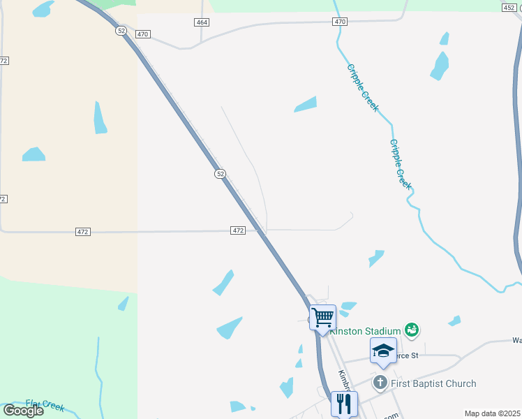 map of restaurants, bars, coffee shops, grocery stores, and more near 155 Martin Road in Kinston