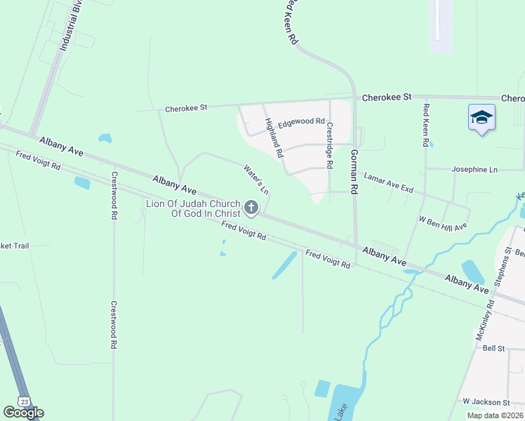 map of restaurants, bars, coffee shops, grocery stores, and more near 2902 Albany Avenue in Waycross