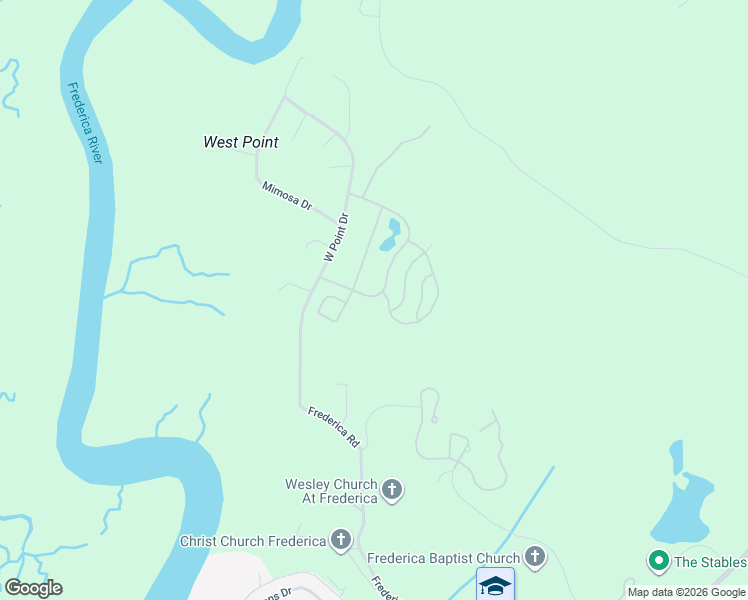 map of restaurants, bars, coffee shops, grocery stores, and more near 126 West Point Parkway in St. Simons Island