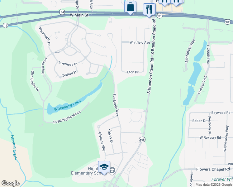map of restaurants, bars, coffee shops, grocery stores, and more near 529 Edinburgh Way in Dothan