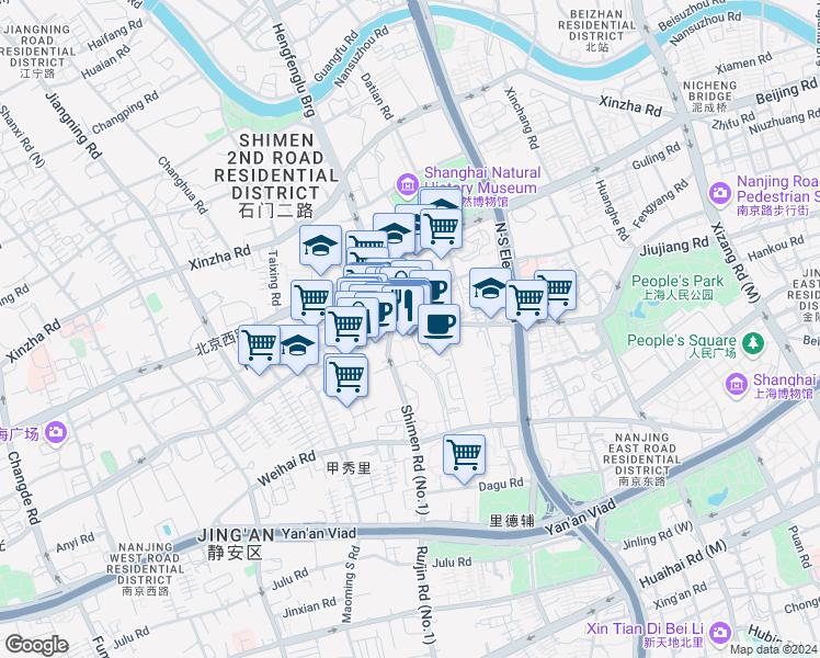 map of restaurants, bars, coffee shops, grocery stores, and more near in 