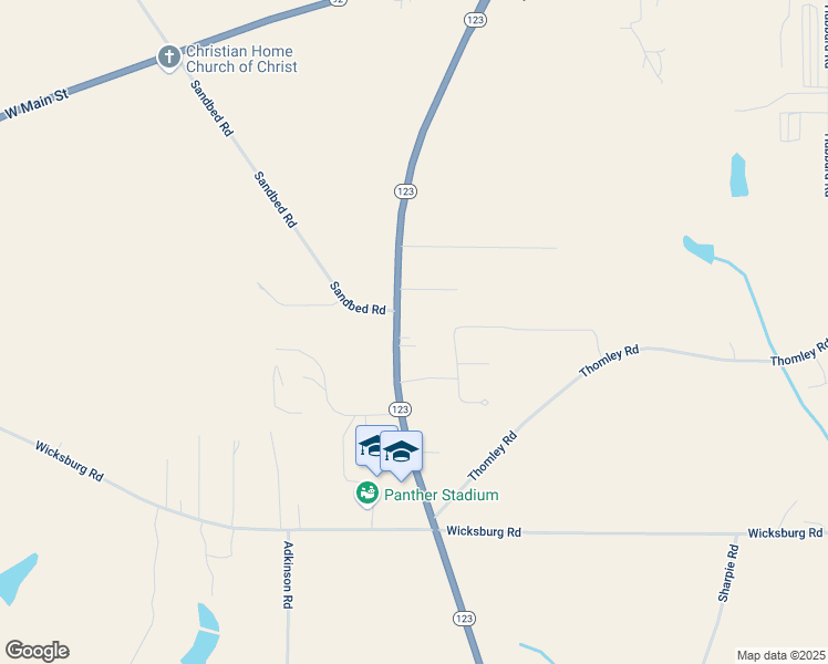 map of restaurants, bars, coffee shops, grocery stores, and more near 855 Highway 123 in Newton