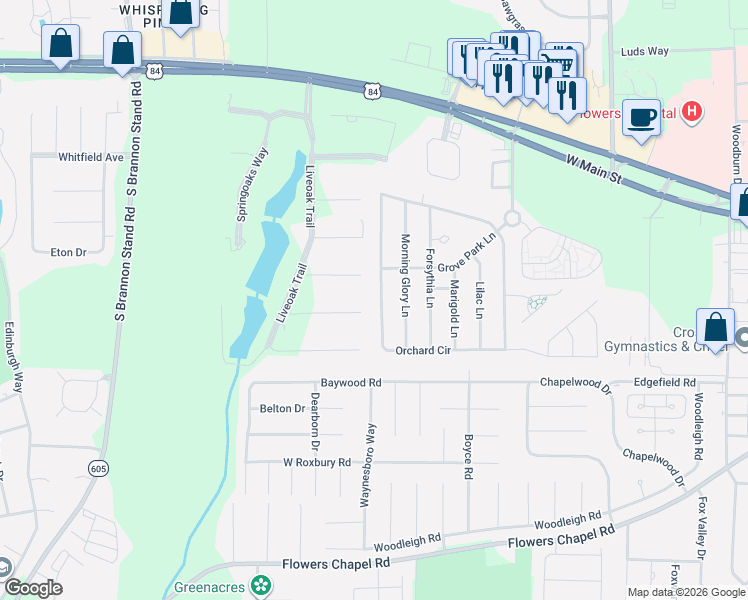 map of restaurants, bars, coffee shops, grocery stores, and more near 513 Orchard Circle in Dothan