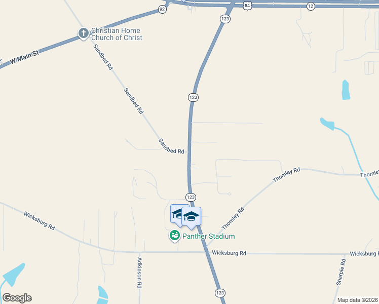 map of restaurants, bars, coffee shops, grocery stores, and more near 45 Alabama 123 in Newton