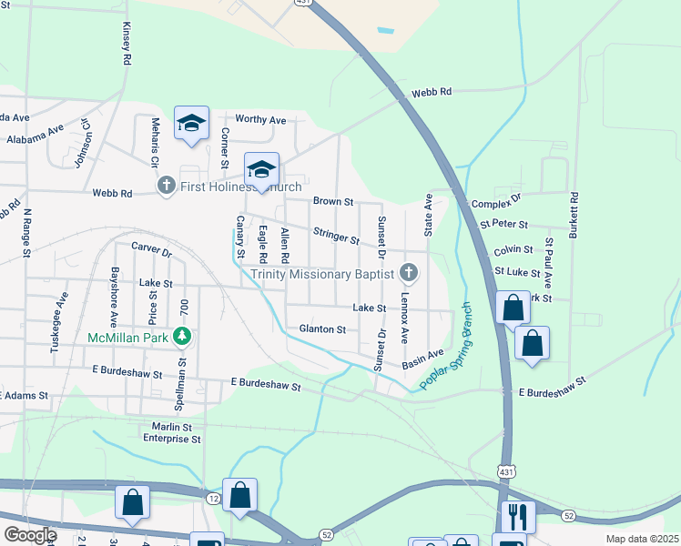 map of restaurants, bars, coffee shops, grocery stores, and more near 818 Dellwood Avenue in Dothan