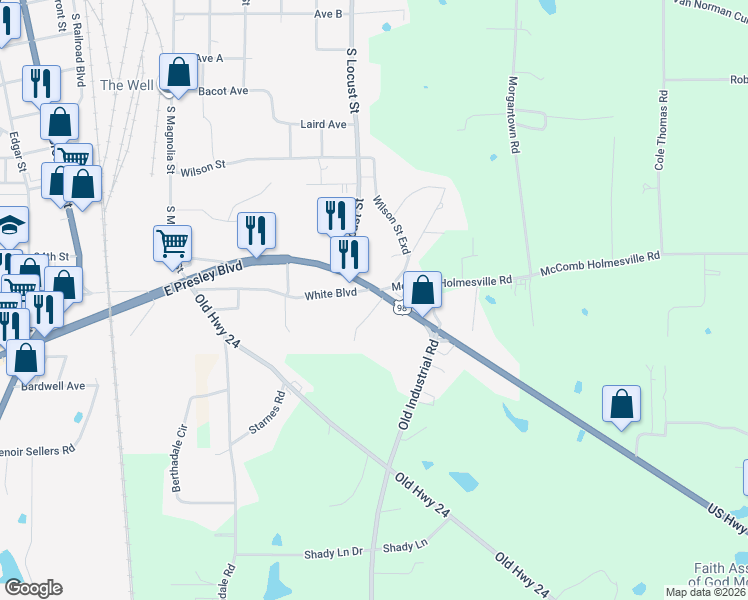 map of restaurants, bars, coffee shops, grocery stores, and more near 1003 McComb Holmesville Road in McComb