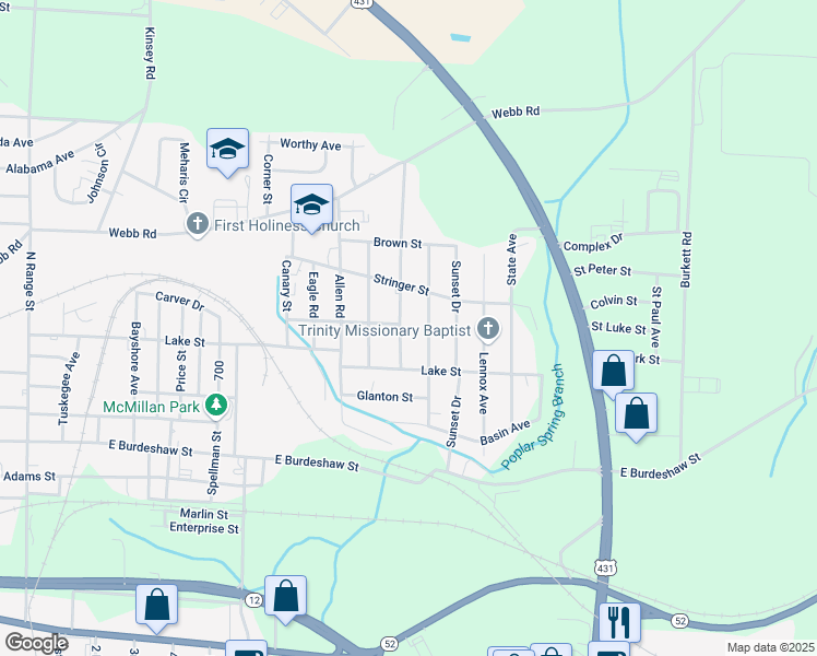 map of restaurants, bars, coffee shops, grocery stores, and more near 818 Dellwood Avenue in Dothan