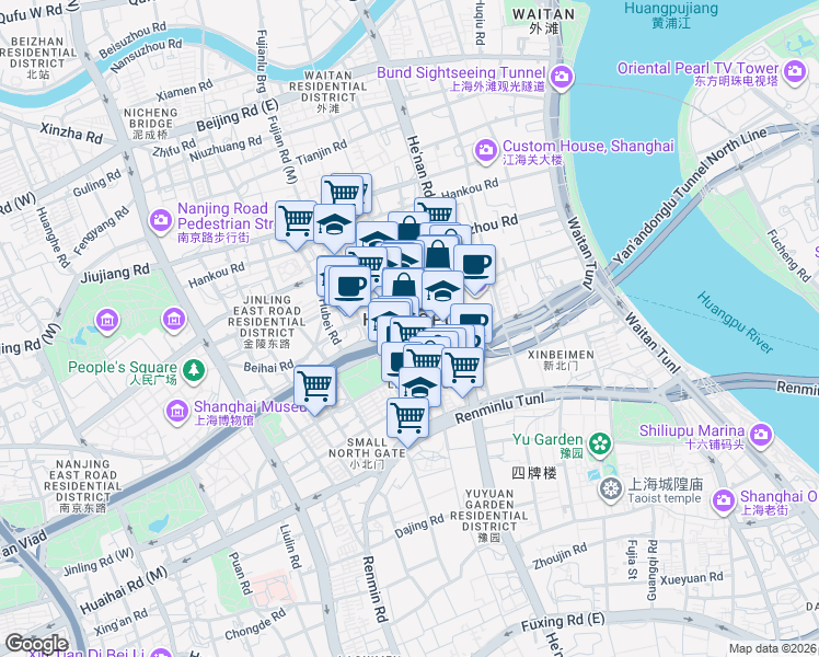 map of restaurants, bars, coffee shops, grocery stores, and more near in 