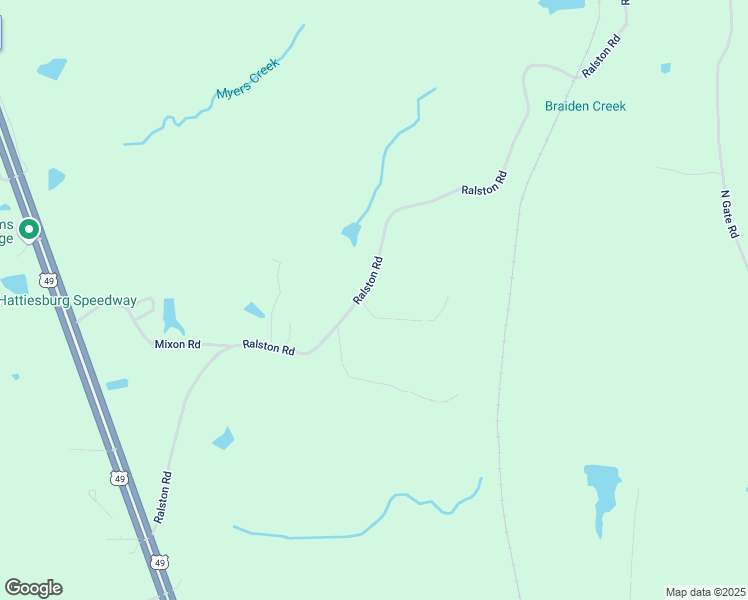 map of restaurants, bars, coffee shops, grocery stores, and more near 180 Ralston Rd in Hattiesburg