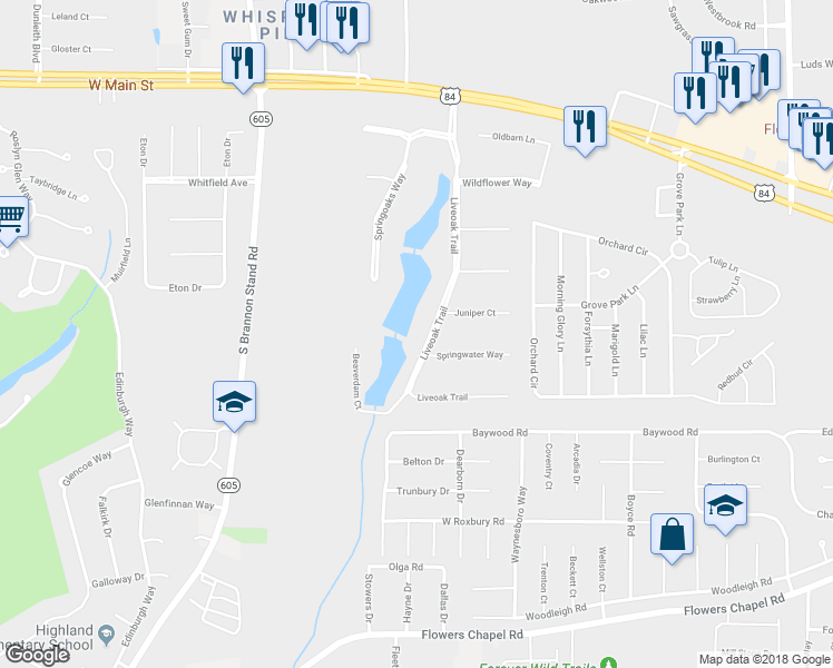 map of restaurants, bars, coffee shops, grocery stores, and more near 602 Liveoak Trail in Dothan