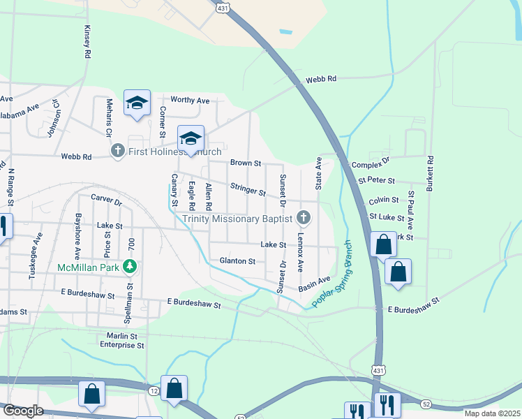 map of restaurants, bars, coffee shops, grocery stores, and more near 818-822 Dellwood Avenue in Dothan