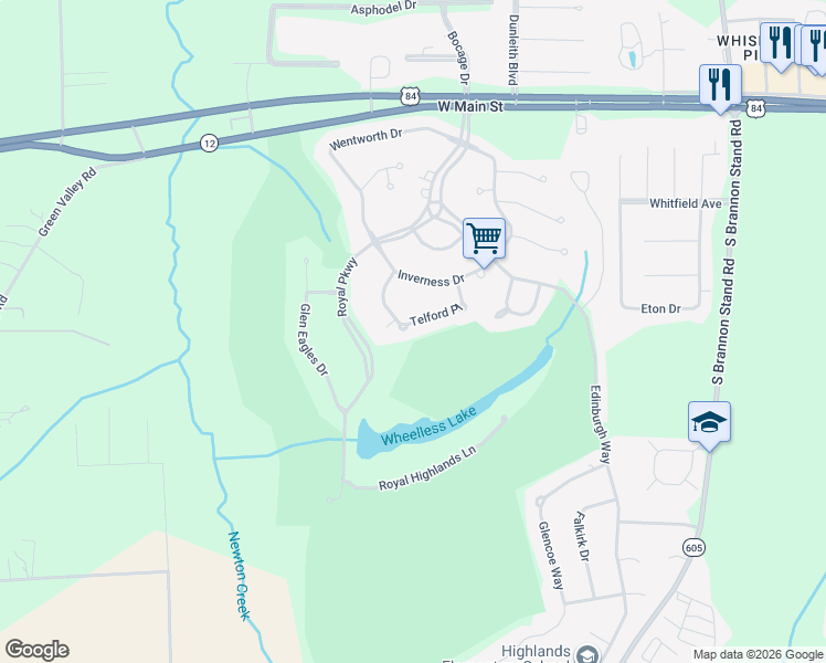 map of restaurants, bars, coffee shops, grocery stores, and more near 107 Telford Place in Dothan
