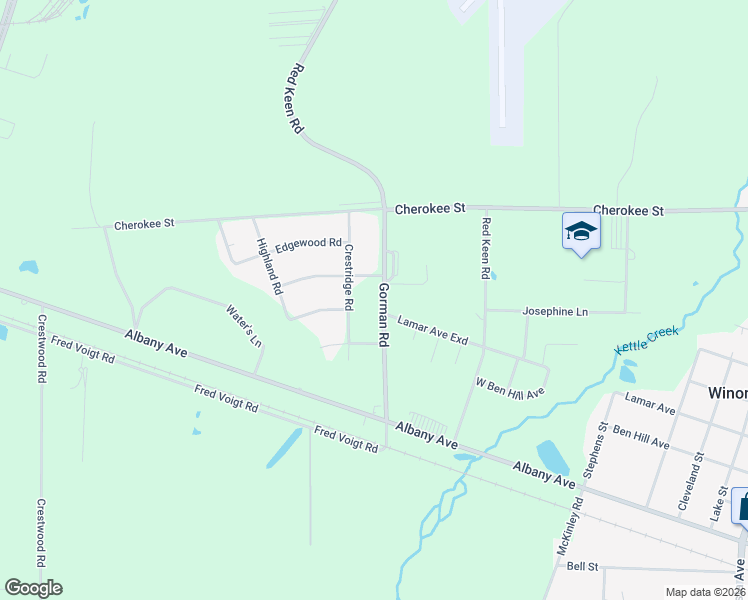 map of restaurants, bars, coffee shops, grocery stores, and more near 2747 Evergreen Road in Waycross