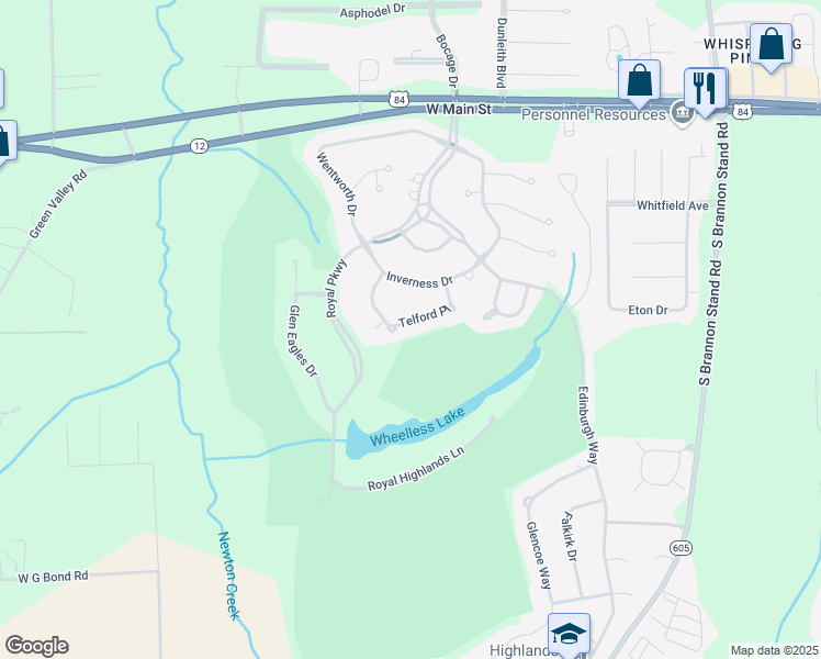map of restaurants, bars, coffee shops, grocery stores, and more near 120 Telford Place in Dothan