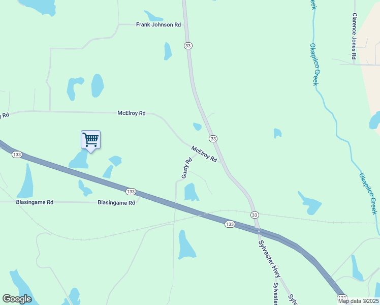 map of restaurants, bars, coffee shops, grocery stores, and more near 171-589 McElroy Road in Moultrie
