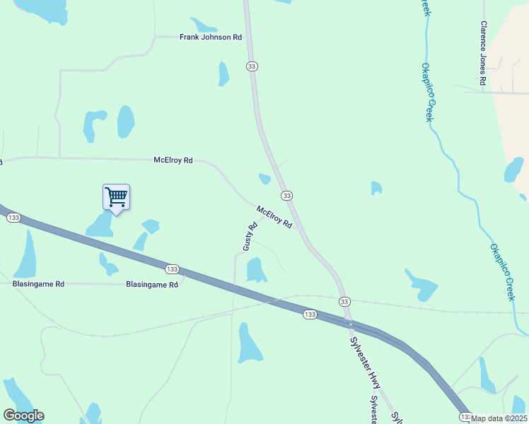 map of restaurants, bars, coffee shops, grocery stores, and more near 171 McElroy Road in Moultrie
