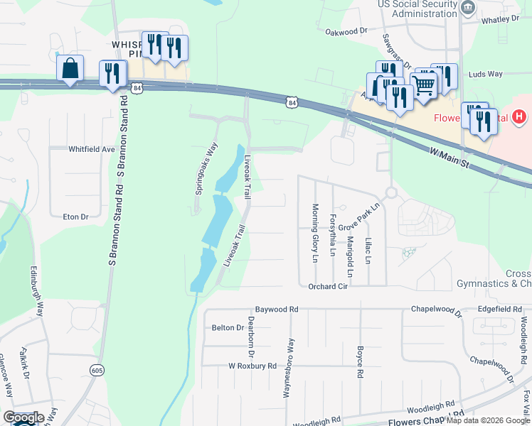 map of restaurants, bars, coffee shops, grocery stores, and more near 503 Liveoak Trail in Dothan