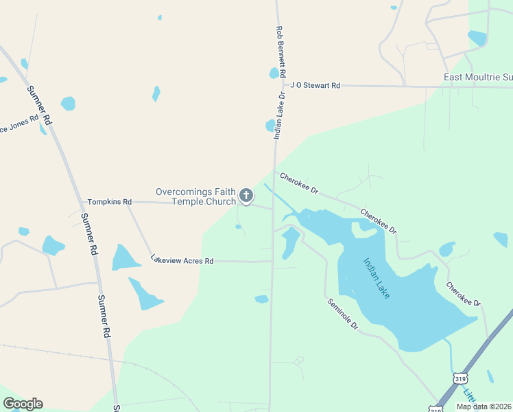 map of restaurants, bars, coffee shops, grocery stores, and more near 111 Tompkins Road in Moultrie
