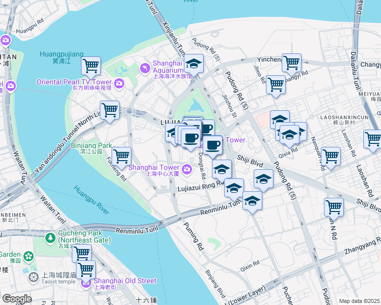 map of restaurants, bars, coffee shops, grocery stores, and more near in 