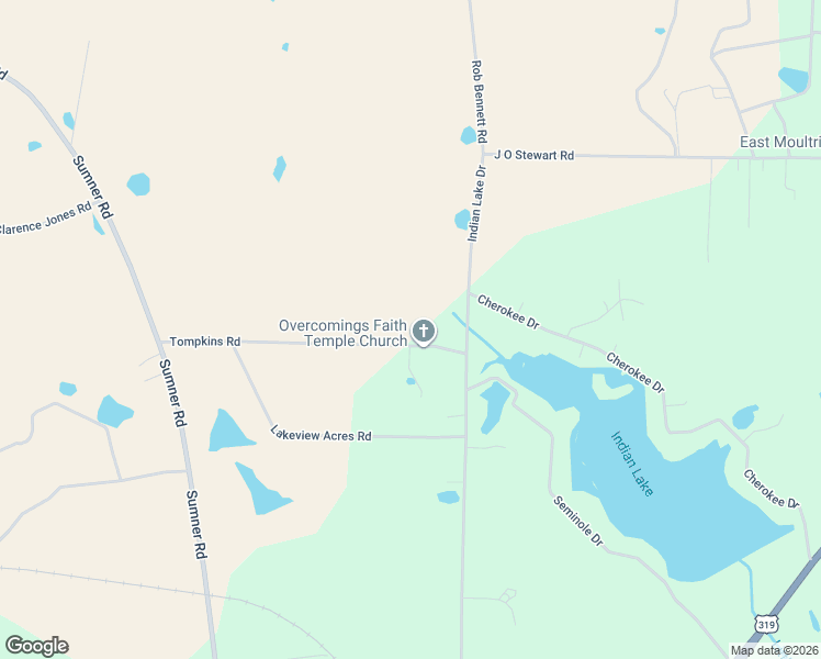 map of restaurants, bars, coffee shops, grocery stores, and more near 111-145 Tompkins Road in Moultrie