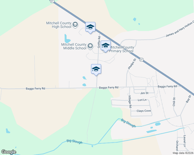 map of restaurants, bars, coffee shops, grocery stores, and more near 55 Griffin Road in Camilla