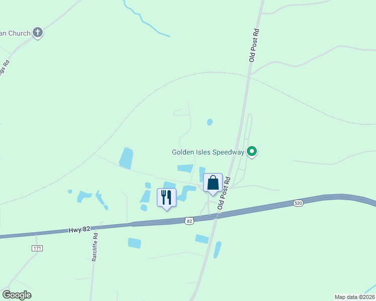 map of restaurants, bars, coffee shops, grocery stores, and more near 401 Auction Road in Brantley County
