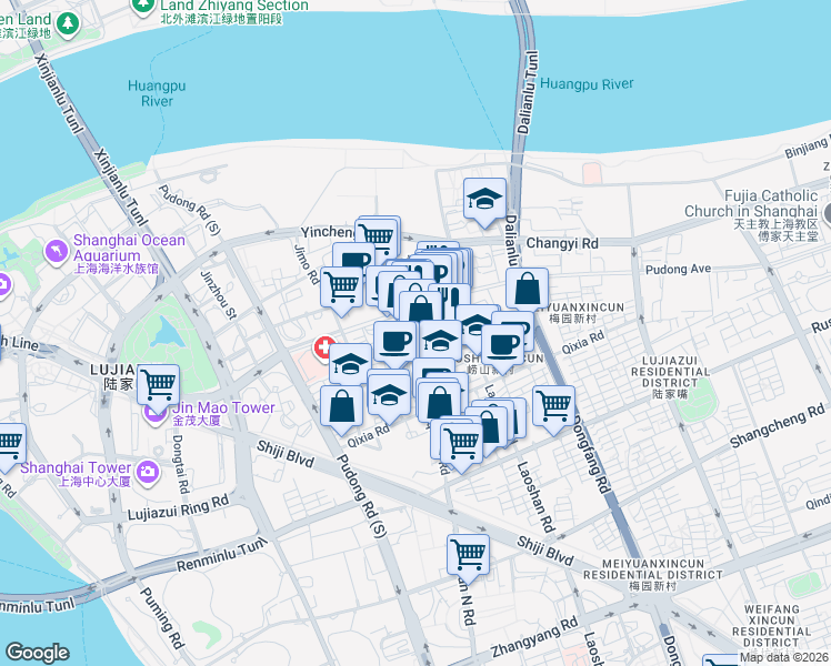 map of restaurants, bars, coffee shops, grocery stores, and more near 30号 Laoshan Rd in Shanghai