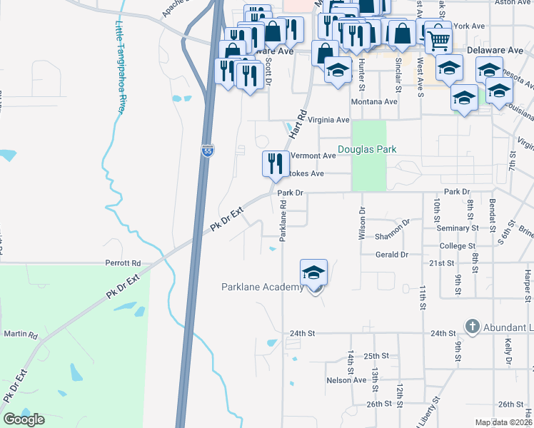 map of restaurants, bars, coffee shops, grocery stores, and more near 816 Hart Road Exd in McComb