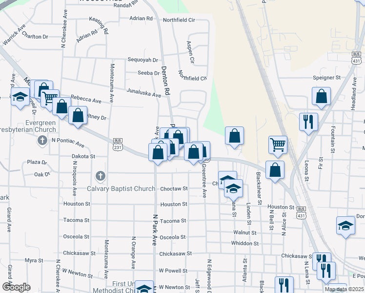 map of restaurants, bars, coffee shops, grocery stores, and more near 1203 Seminole Drive in Dothan