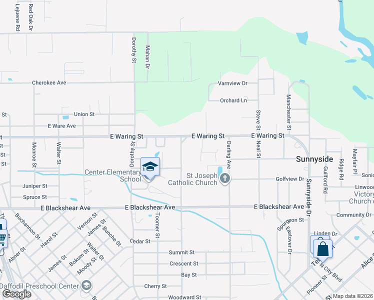 map of restaurants, bars, coffee shops, grocery stores, and more near 2272 Riverside Avenue in Waycross