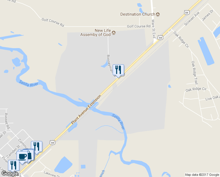 map of restaurants, bars, coffee shops, grocery stores, and more near 1283 U.S. 84 in Blackshear